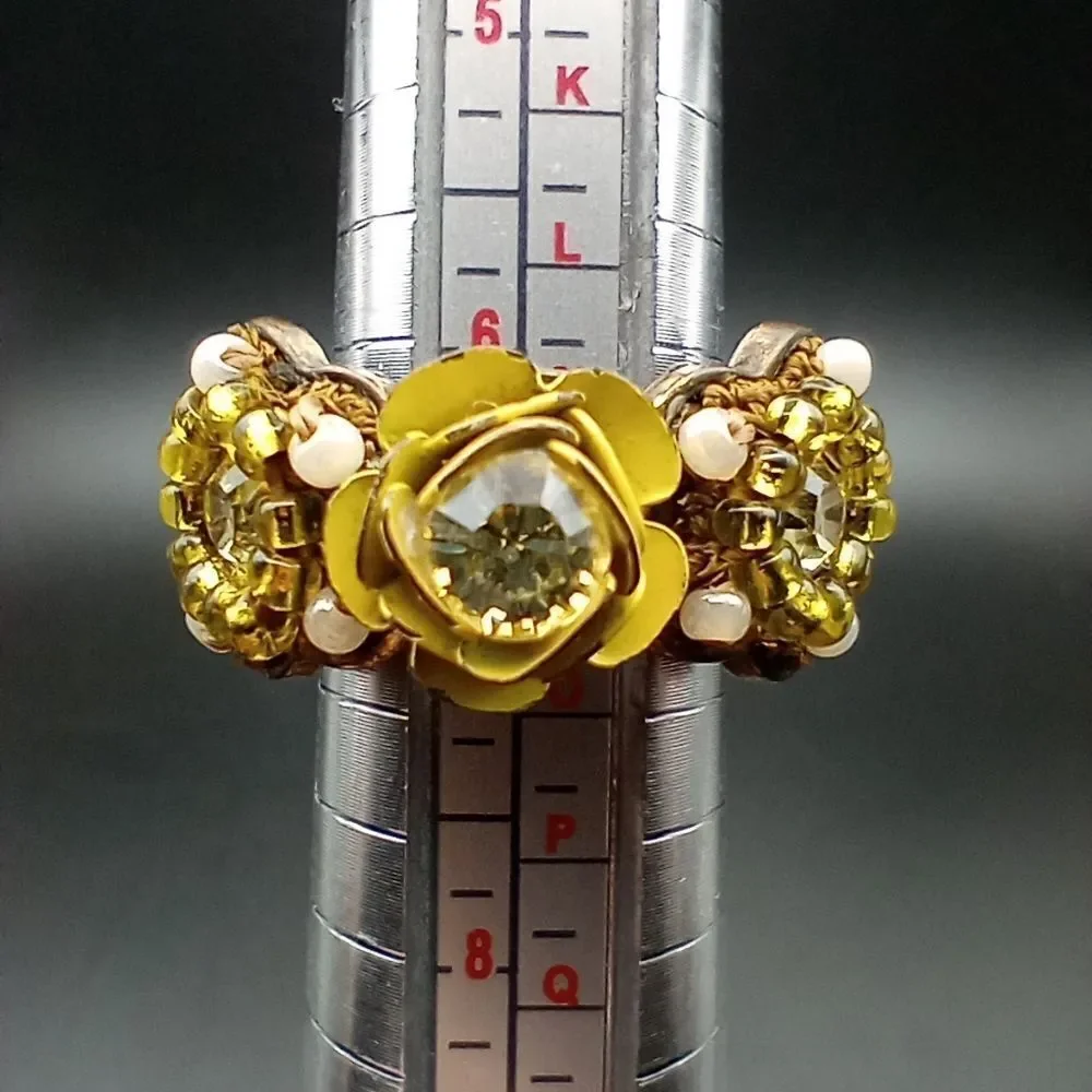 Cottagecore fairy blooming rose floral ring size adjustable R223